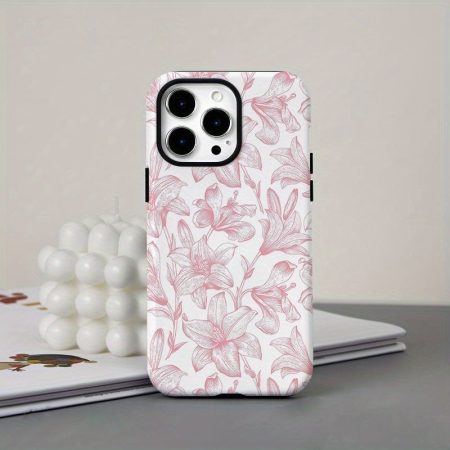 Pink Lily Two-In-One Film Case - Durable, Shock-Absorbing, And Trendy Protection - Compatible with for iphone 16, 15, 14, 13, 12, 11, Plus, Pro, Max, Perfect Birthday Gift for