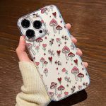 Transparent Case Girl Style Mushroom Pattern TPU Anti-drop Full Coverage Precision Protective Case for Apple iPhone6/ 7/ 8/ X/ Xs/ Xr/ Xs Max/ 11/ 12/ 13/ 14/ 15/ 16 Pro Max